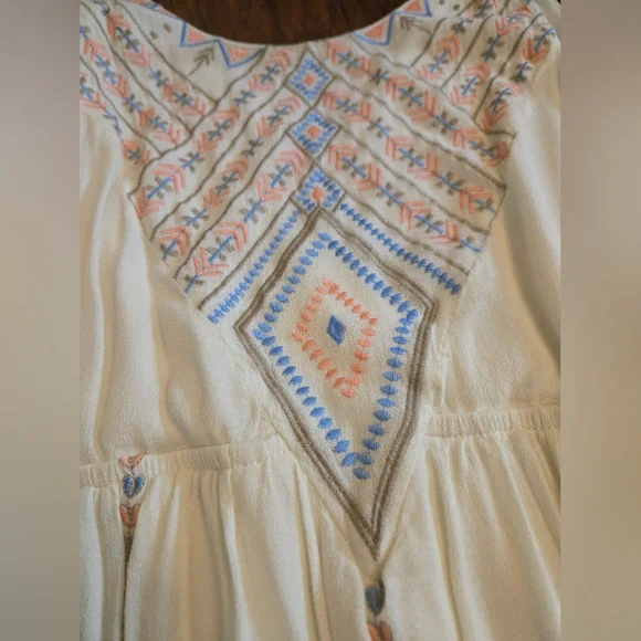 Altar'd State White Geometric Embroidered Maxi Dress Size Small - Picture 6 of 7
